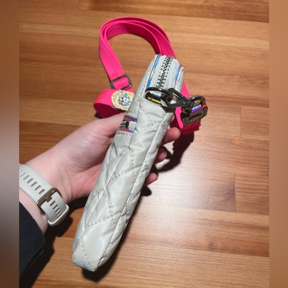 MZ WALLACE Micro Crosby Quilted Nylon Crossbody Bag In Pearl - Picture 6 of 16